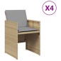 vidaXL Gartenstühle mit Kissen 4 Stk. Beigemischung Poly Rattan vidaXL Gartenstühle mit Kissen 4 Stk. Beigemischung Poly Rattan