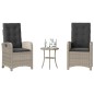 vidaXL 3-tlg. Bistro-Set mit Kissen Hellgrau Poly Rattan vidaXL 3-tlg. Bistro-Set mit Kissen Hellgrau Poly Rattan