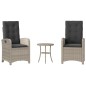 vidaXL 3-tlg. Bistro-Set mit Kissen Hellgrau Poly Rattan vidaXL 3-tlg. Bistro-Set mit Kissen Hellgrau Poly Rattan