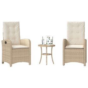 vidaXL 3-tlg. Bistro-Set mit Kissen Beige Poly Rattan
