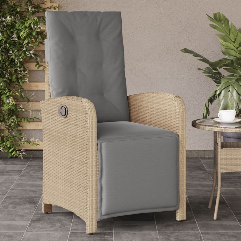 vidaXL Gartensessel mit Fußteil Verstellbar Beigemischung Poly Rattan vidaXL Gartensessel mit Fußteil Verstellbar Beigemischung Poly Rattan