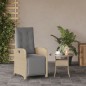 vidaXL Gartensessel mit Fußteil Verstellbar Beigemischung Poly Rattan vidaXL Gartensessel mit Fußteil Verstellbar Beigemischung Poly Rattan