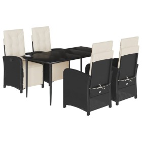 vidaXL 5-tlg. Garten-Essgruppe mit Kissen Schwarz Poly Rattan
