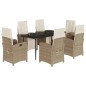 vidaXL 7-tlg. Garten-Essgruppe mit Kissen Beige Poly Rattan vidaXL 7-tlg. Garten-Essgruppe mit Kissen Beige Poly Rattan