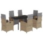 vidaXL 7-tlg. Garten-Essgruppe mit Kissen Beige Poly Rattan vidaXL 7-tlg. Garten-Essgruppe mit Kissen Beige Poly Rattan
