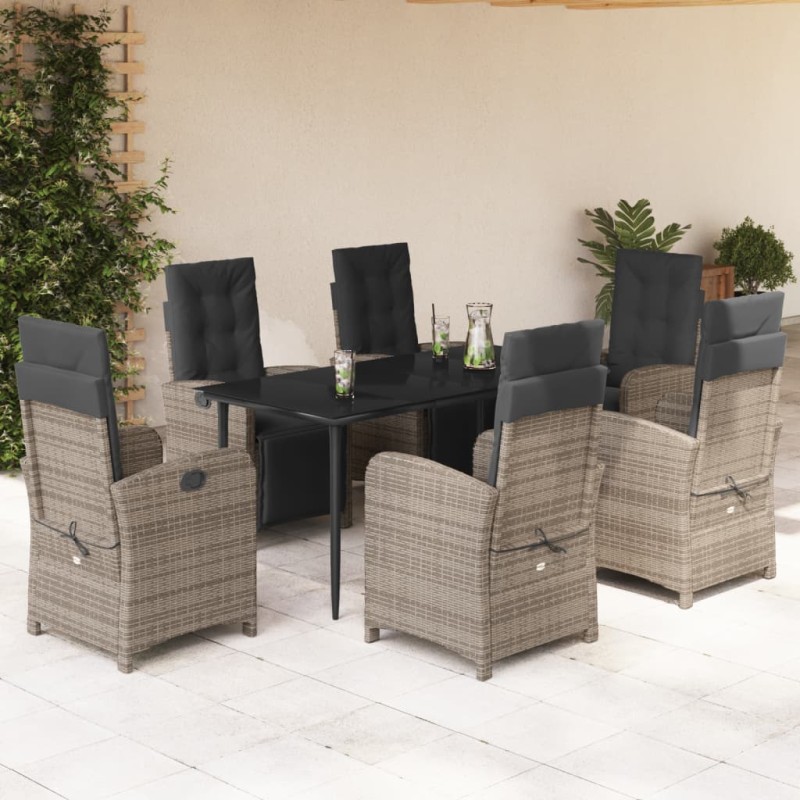 vidaXL 7-tlg. Garten-Essgruppe mit Kissen Grau Poly Rattan vidaXL 7-tlg. Garten-Essgruppe mit Kissen Grau Poly Rattan