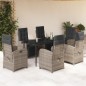vidaXL 7-tlg. Garten-Essgruppe mit Kissen Grau Poly Rattan vidaXL 7-tlg. Garten-Essgruppe mit Kissen Grau Poly Rattan