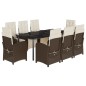 vidaXL 9-tlg. Garten-Essgruppe mit Kissen Braun Poly Rattan vidaXL 9-tlg. Garten-Essgruppe mit Kissen Braun Poly Rattan