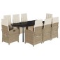 vidaXL 9-tlg. Garten-Essgruppe mit Kissen Beige Poly Rattan vidaXL 9-tlg. Garten-Essgruppe mit Kissen Beige Poly Rattan