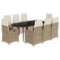 vidaXL 9-tlg. Garten-Essgruppe mit Kissen Beige Poly Rattan vidaXL 9-tlg. Garten-Essgruppe mit Kissen Beige Poly Rattan