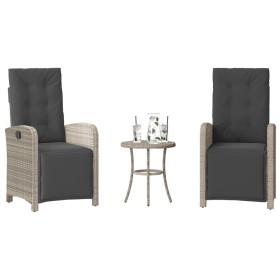 vidaXL 3-tlg. Bistro-Set mit Kissen Hellgrau Poly Rattan