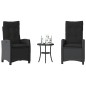 vidaXL 3-tlg. Bistro-Set mit Kissen Schwarz Poly Rattan vidaXL 3-tlg. Bistro-Set mit Kissen Schwarz Poly Rattan