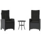 vidaXL 3-tlg. Bistro-Set mit Kissen Schwarz Poly Rattan vidaXL 3-tlg. Bistro-Set mit Kissen Schwarz Poly Rattan