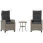 vidaXL 3-tlg. Bistro-Set mit Kissen Grau Poly Rattan vidaXL 3-tlg. Bistro-Set mit Kissen Grau Poly Rattan