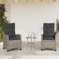 vidaXL 3-tlg. Bistro-Set mit Kissen Grau Poly Rattan vidaXL 3-tlg. Bistro-Set mit Kissen Grau Poly Rattan