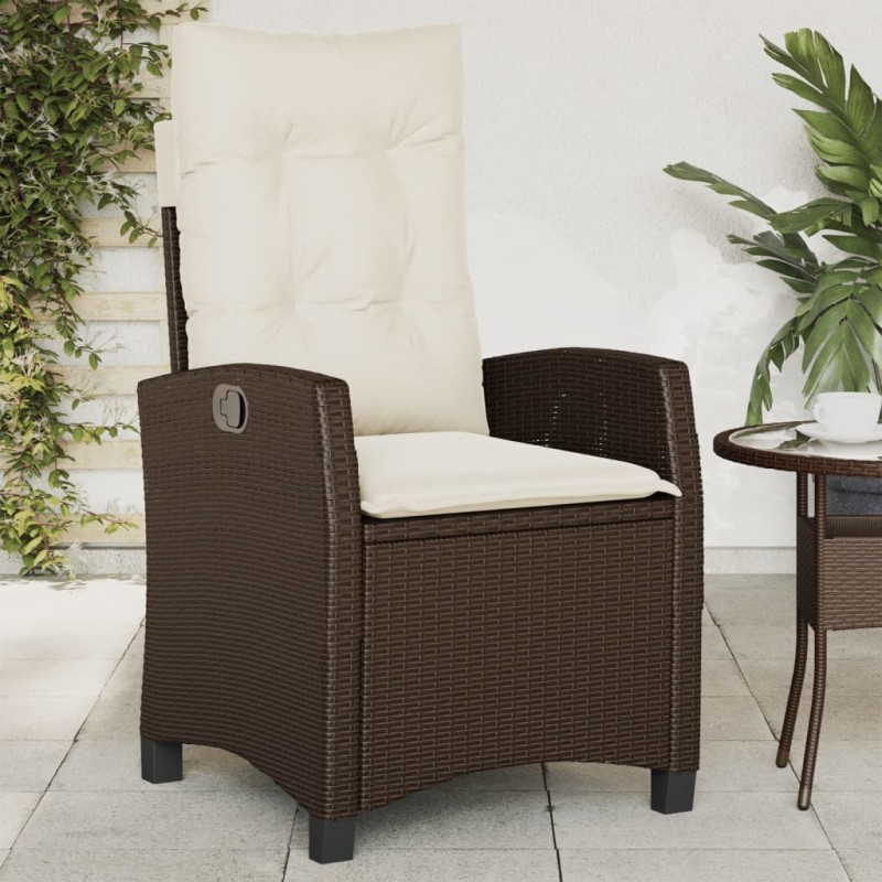 vidaXL Gartensessel Verstellbar mit Kissen Braun Poly Rattan vidaXL Gartensessel Verstellbar mit Kissen Braun Poly Rattan