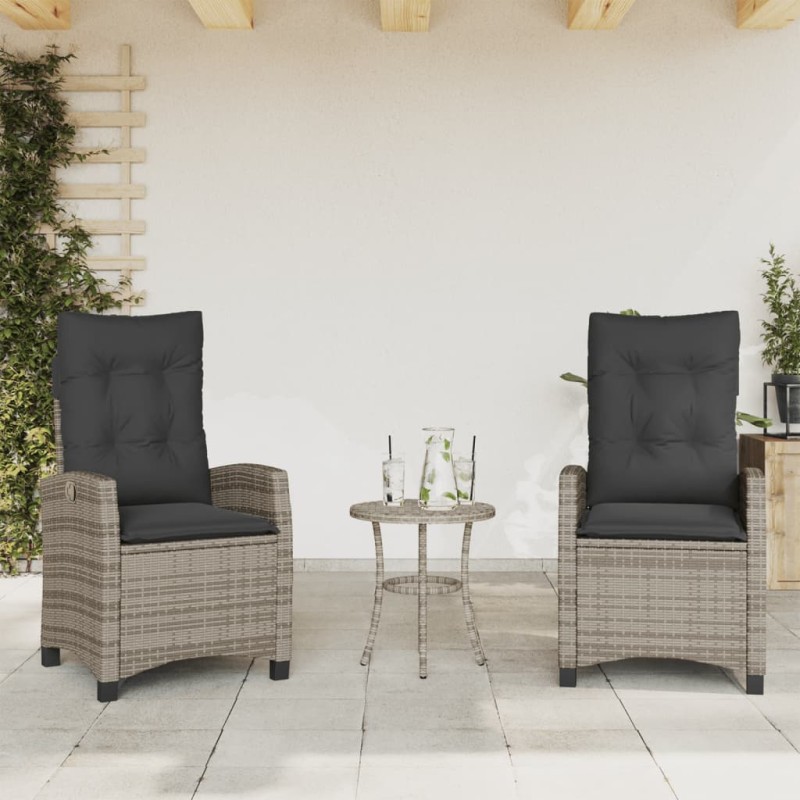 vidaXL Gartensessel mit Kissen 2 Stk. Verstellbar Grau Poly Rattan vidaXL Gartensessel mit Kissen 2 Stk. Verstellbar Grau Poly Rattan
