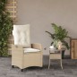 vidaXL Gartensessel mit Kissen Verstellbar Beige Poly Rattan vidaXL Gartensessel mit Kissen Verstellbar Beige Poly Rattan