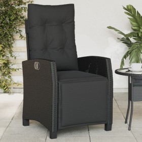 vidaXL Gartensessel mit Fußteil Verstellbar Schwarz Poly Rattan