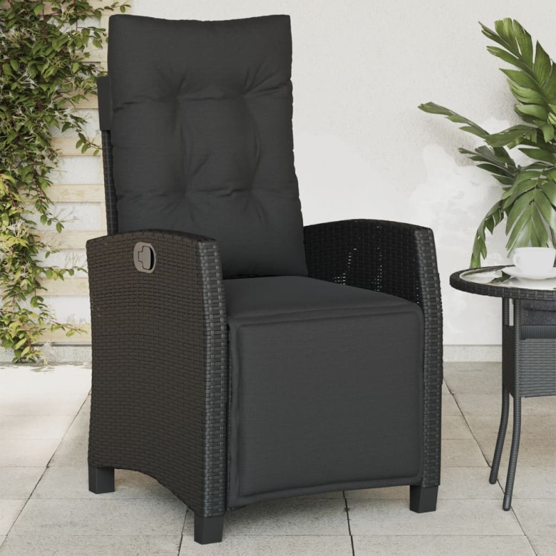 vidaXL Gartensessel mit Fußteil Verstellbar Schwarz Poly Rattan vidaXL Gartensessel mit Fußteil Verstellbar Schwarz Poly Rattan