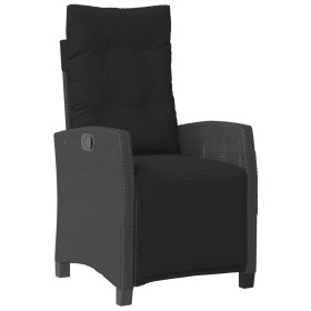 vidaXL Gartensessel mit Fußteil Verstellbar Schwarz Poly Rattan