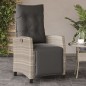 vidaXL Gartensessel mit Fußteil Verstellbar Hellgrau Poly Rattan vidaXL Gartensessel mit Fußteil Verstellbar Hellgrau Poly Rattan