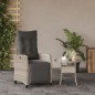 vidaXL Gartensessel mit Fußteil Verstellbar Hellgrau Poly Rattan vidaXL Gartensessel mit Fußteil Verstellbar Hellgrau Poly Rattan
