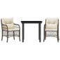 vidaXL 3-tlg. Bistro-Set mit Kissen Braun Poly Rattan vidaXL 3-tlg. Bistro-Set mit Kissen Braun Poly Rattan