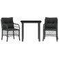 vidaXL 3-tlg. Bistro-Set mit Kissen Schwarz Poly Rattan vidaXL 3-tlg. Bistro-Set mit Kissen Schwarz Poly Rattan