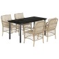 vidaXL 5-tlg. Garten-Essgruppe mit Kissen Beige Poly Rattan vidaXL 5-tlg. Garten-Essgruppe mit Kissen Beige Poly Rattan