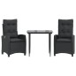 vidaXL 3-tlg. Garten-Essgruppe mit Kissen Schwarz Poly Rattan vidaXL 3-tlg. Garten-Essgruppe mit Kissen Schwarz Poly Rattan