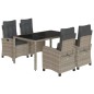 vidaXL 5-tlg. Garten-Essgruppe mit Kissen Grau Poly Rattan vidaXL 5-tlg. Garten-Essgruppe mit Kissen Grau Poly Rattan