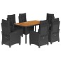 vidaXL 7-tlg. Garten-Essgruppe mit Kissen Schwarz Poly Rattan vidaXL 7-tlg. Garten-Essgruppe mit Kissen Schwarz Poly Rattan