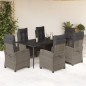 vidaXL 7-tlg. Garten-Essgruppe mit Kissen Grau Poly Rattan vidaXL 7-tlg. Garten-Essgruppe mit Kissen Grau Poly Rattan