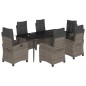 vidaXL 7-tlg. Garten-Essgruppe mit Kissen Grau Poly Rattan vidaXL 7-tlg. Garten-Essgruppe mit Kissen Grau Poly Rattan