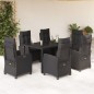 vidaXL 7-tlg. Garten-Essgruppe mit Kissen Schwarz Poly Rattan vidaXL 7-tlg. Garten-Essgruppe mit Kissen Schwarz Poly Rattan