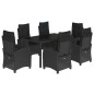 vidaXL 7-tlg. Garten-Essgruppe mit Kissen Schwarz Poly Rattan vidaXL 7-tlg. Garten-Essgruppe mit Kissen Schwarz Poly Rattan