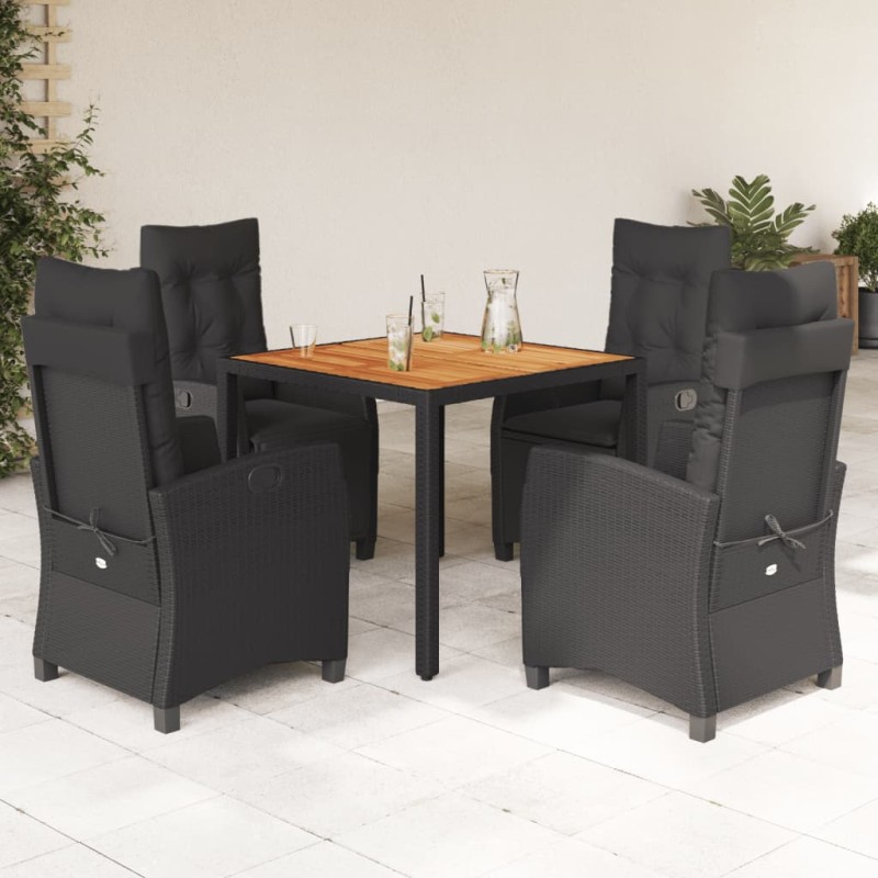 vidaXL 5-tlg. Garten-Essgruppe mit Kissen Schwarz Poly Rattan vidaXL 5-tlg. Garten-Essgruppe mit Kissen Schwarz Poly Rattan