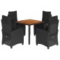 vidaXL 5-tlg. Garten-Essgruppe mit Kissen Schwarz Poly Rattan vidaXL 5-tlg. Garten-Essgruppe mit Kissen Schwarz Poly Rattan