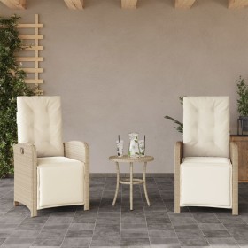 vidaXL Gartensessel mit Fußteil 2 Stk. Verstellbar Beige Poly Rattan