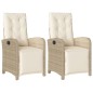 vidaXL Gartensessel mit Fußteil 2 Stk. Verstellbar Beige Poly Rattan vidaXL Gartensessel mit Fußteil 2 Stk. Verstellbar Beige Poly Rattan