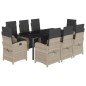vidaXL 9-tlg. Garten-Essgruppe mit Kissen Hellgrau Poly Rattan vidaXL 9-tlg. Garten-Essgruppe mit Kissen Hellgrau Poly Rattan