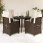 vidaXL 5-tlg. Garten-Essgruppe mit Kissen Braun Poly Rattan vidaXL 5-tlg. Garten-Essgruppe mit Kissen Braun Poly Rattan