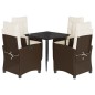 vidaXL 5-tlg. Garten-Essgruppe mit Kissen Braun Poly Rattan vidaXL 5-tlg. Garten-Essgruppe mit Kissen Braun Poly Rattan