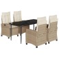 vidaXL 5-tlg. Garten-Essgruppe mit Kissen Beige Poly Rattan vidaXL 5-tlg. Garten-Essgruppe mit Kissen Beige Poly Rattan