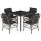 vidaXL 5-tlg. Garten-Essgruppe mit Kissen Grau Poly Rattan vidaXL 5-tlg. Garten-Essgruppe mit Kissen Grau Poly Rattan
