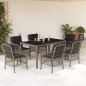 vidaXL 7-tlg. Garten-Essgruppe mit Kissen Grau Poly Rattan vidaXL 7-tlg. Garten-Essgruppe mit Kissen Grau Poly Rattan