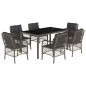 vidaXL 7-tlg. Garten-Essgruppe mit Kissen Grau Poly Rattan vidaXL 7-tlg. Garten-Essgruppe mit Kissen Grau Poly Rattan