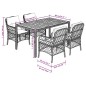 vidaXL 5-tlg. Garten-Essgruppe mit Kissen Grau Poly Rattan vidaXL 5-tlg. Garten-Essgruppe mit Kissen Grau Poly Rattan