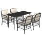 vidaXL 5-tlg. Garten-Essgruppe mit Kissen Schwarz Poly Rattan vidaXL 5-tlg. Garten-Essgruppe mit Kissen Schwarz Poly Rattan
